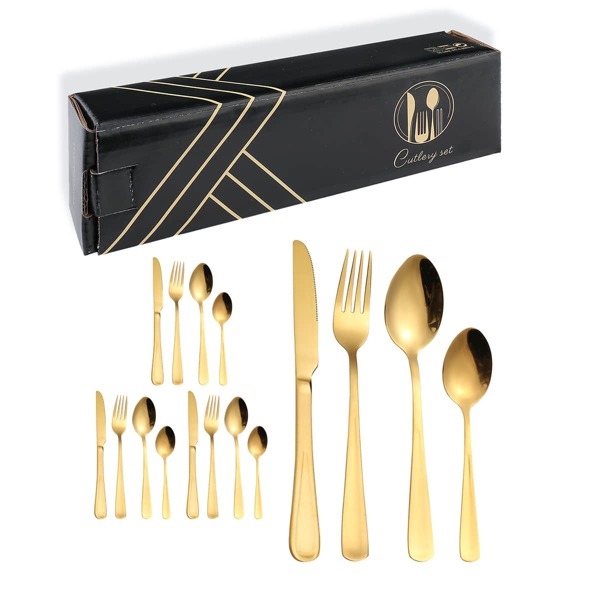 

20pcs Stainless Steel Dinning Set, Gold
