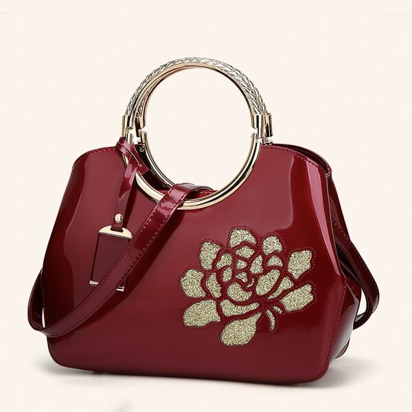 

Flower Graphic Tote Bag, Burgundy