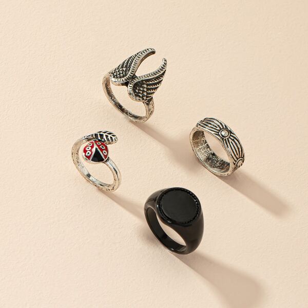 

4pcs Wing Decor Ring, Multicolor