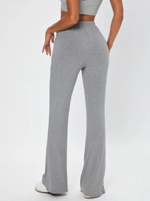 SHEIN Tall 彈性腰帶喇叭褲 - 淺灰色 - 查看 2