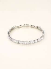 方晶鋯石裝飾手環 - 銀色 - 查看 1