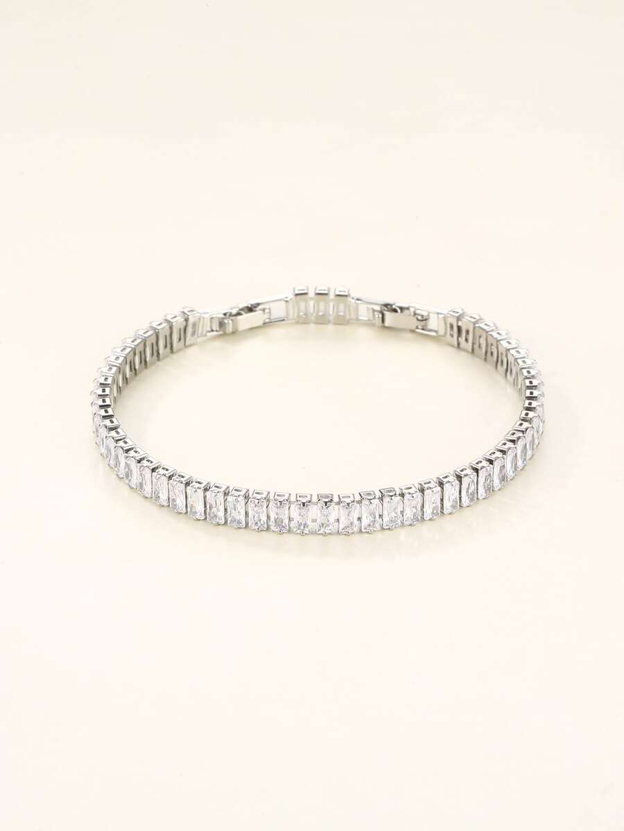 方晶鋯石裝飾手環 - 銀色 - 查看 1