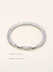 方晶鋯石裝飾手環 - 銀色 - 查看 3