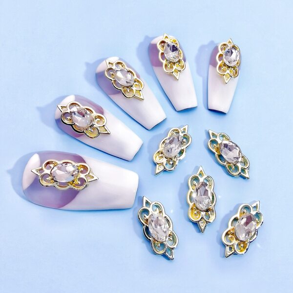 

10pcs Rhinestone Nail Art Decoration, Gold