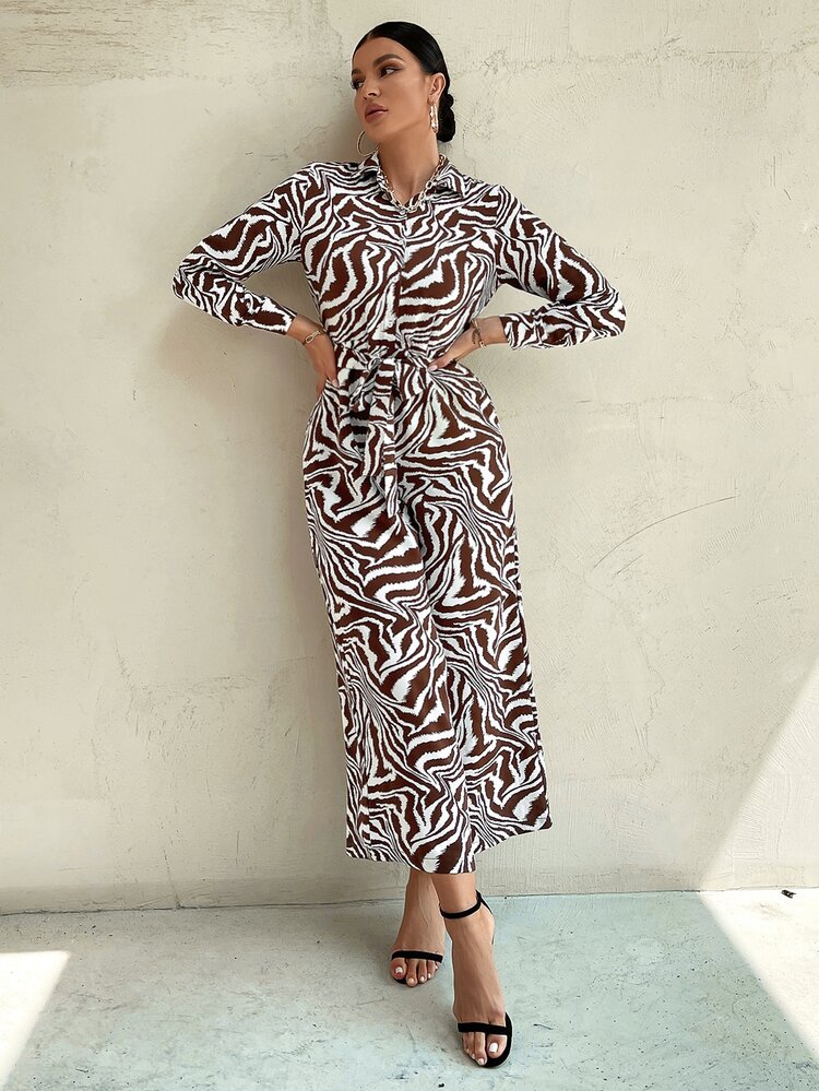 جمبسوت نسائية الزر مخطط بجلد الحمار الوحشي أنيقة - متعدد الألوان - مشاهدة 6