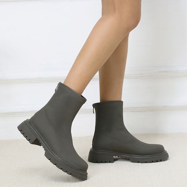 

Back Zip Platform Classic Boots, Dark green