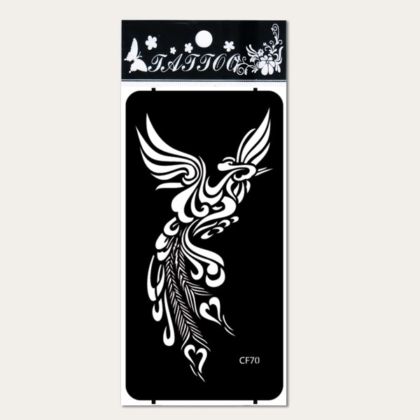 

1sheet Phoenix Pattern Tattoo Stencil, Black