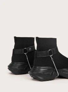 CUCCOO BASICS Minimalist High-Top Sock Sneakers - Black - View 4