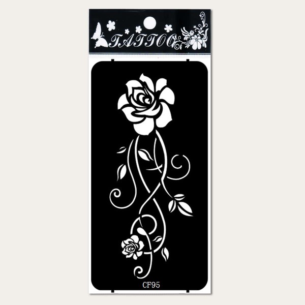 

1sheet Flower Pattern Tattoo Stencil, Black