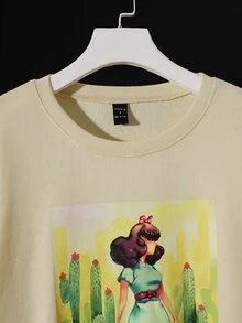 Cetriya 仙人掌和人像圖案運動衫 - 杏色 - 查看 6