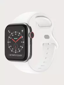 Plain Silicone Watchband Compatible With Apple Watch - White - View 1