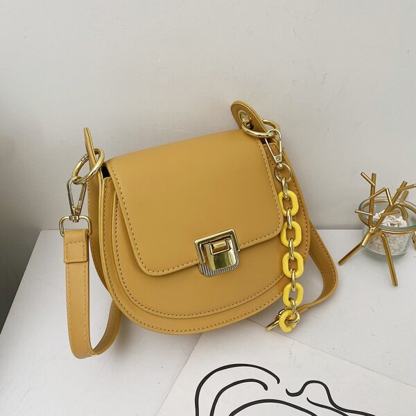

Minimalist Flap Saddle Bag, Yellow