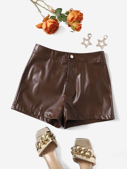 PU Leather Skinny Shorts