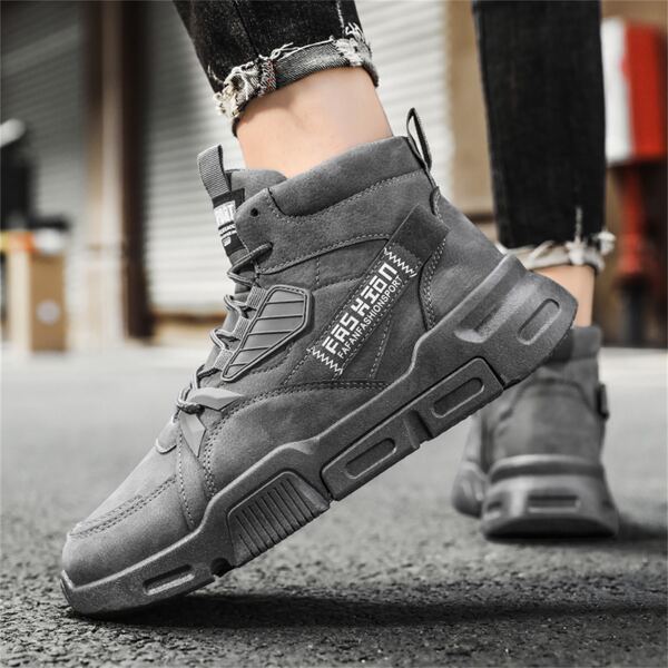 

Men Letter Graphic Hiking Boots, Grey