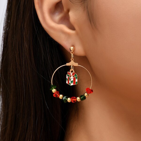 

Christmas Gift Charm Earrings, Multicolor