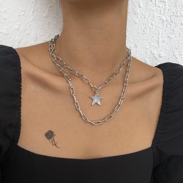 

Star Charm Layered Necklace, Silver