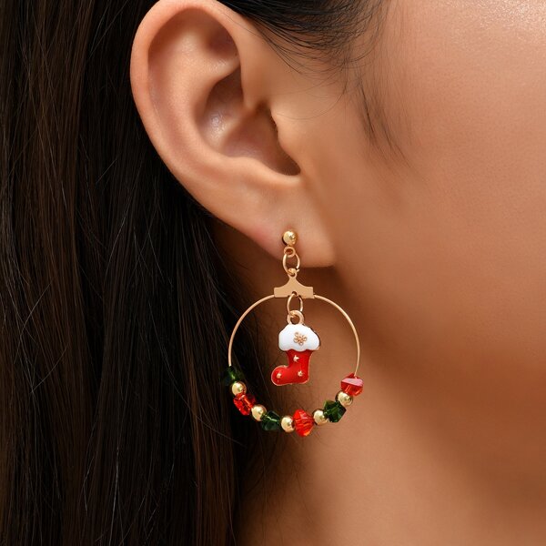 

Christmas Socks Charm Drop Earrings, Multicolor
