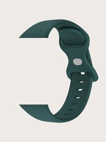 Plain Silicone Watchband Compatible With Apple Watch - Olive Green - View 2
