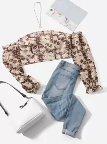 Áo sơ mi Plus Size Dây kéo Hoa Tất cả trên in Boho - Nhiều màu - Xem 1