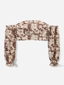 Áo sơ mi Plus Size Dây kéo Hoa Tất cả trên in Boho - Nhiều màu - Xem 5