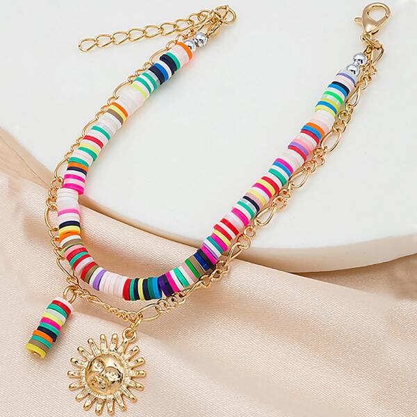 

Sun Charm Layered Bracelet, Multicolor