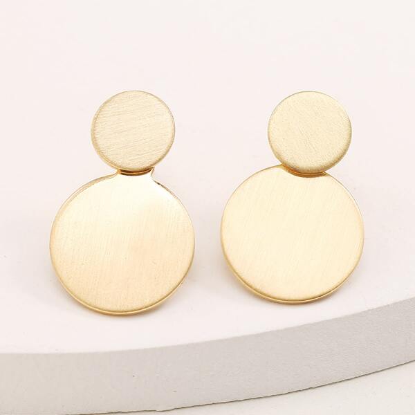 

Round Decor Stud Earrings, Gold