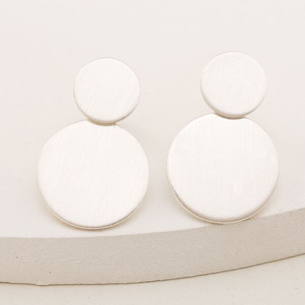 

Round Decor Stud Earrings, Silver