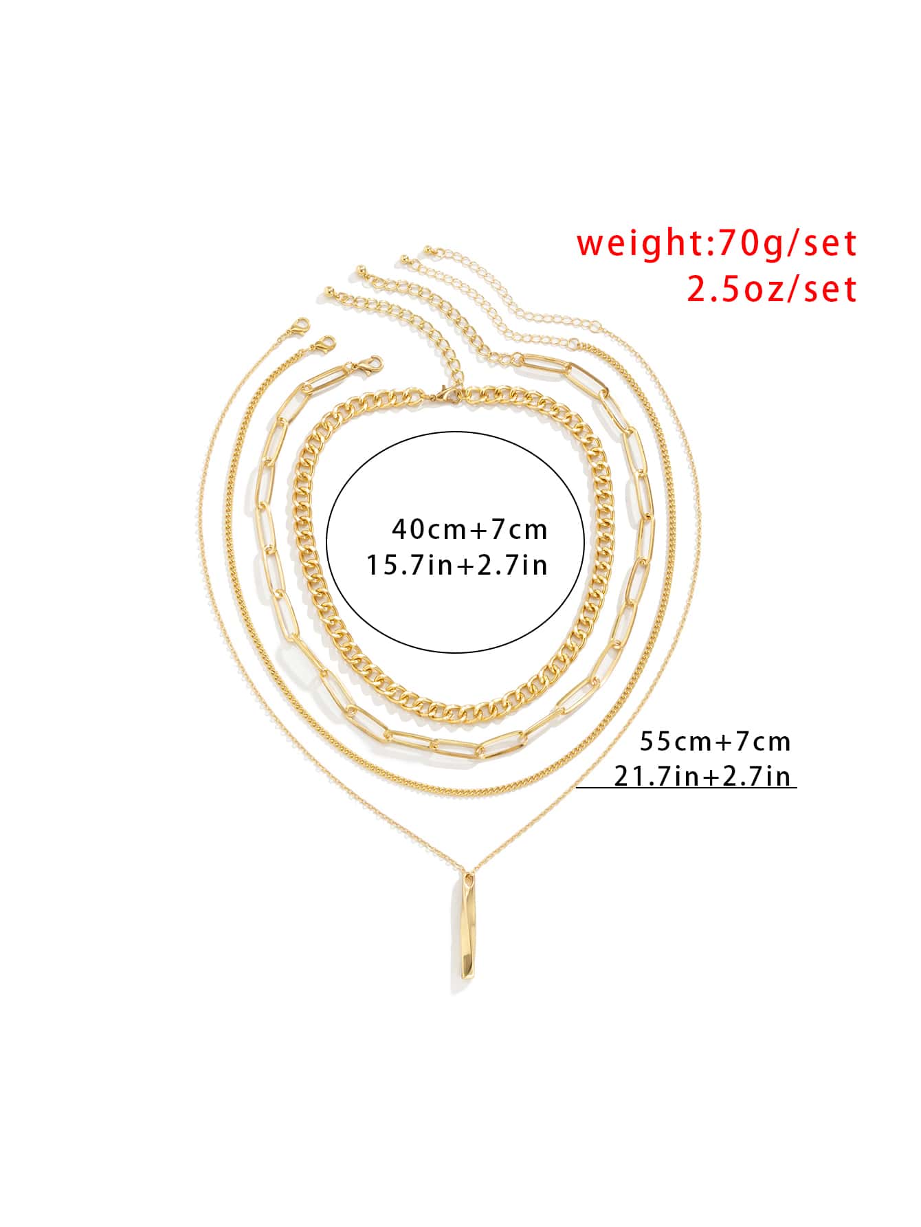 4pcs Geometric Charm Necklace