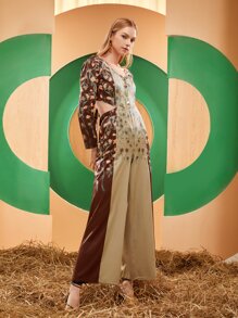 MAPI Jumpsuit mit Blume Muster, Farbblock, Ausschnitt - Verschiedenfarbig - Übersicht 6