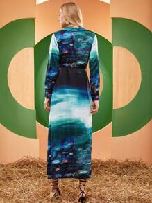 Tina Benally Art Đầm Tách cao Tất cả trên in Boho - Nhiều màu - Xem 2