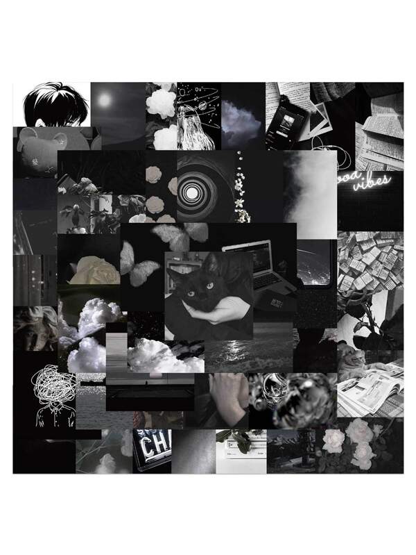 50pcs Black & White Style Stickers, Monochrome Healing Stickers, Creative B&W Stickers Suitable For Books, Cups, Skateboards Scrapbook Supplies Funny Stickers Laptop Stickers Kindle Phone Stickers