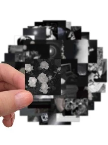 50 miếng dán đen trắng, nhãn dán đơn sắc, nhãn dán sáng tạo đen trắng phù hợp cho sách, cốc, ván trượt, đồ dùng làm sổ lưu niệm, nhãn dán vui nhộn, nhãn dán máy tính xách tay, nhãn dán điện thoại Kindle. - Đen và trắng - Xem 3