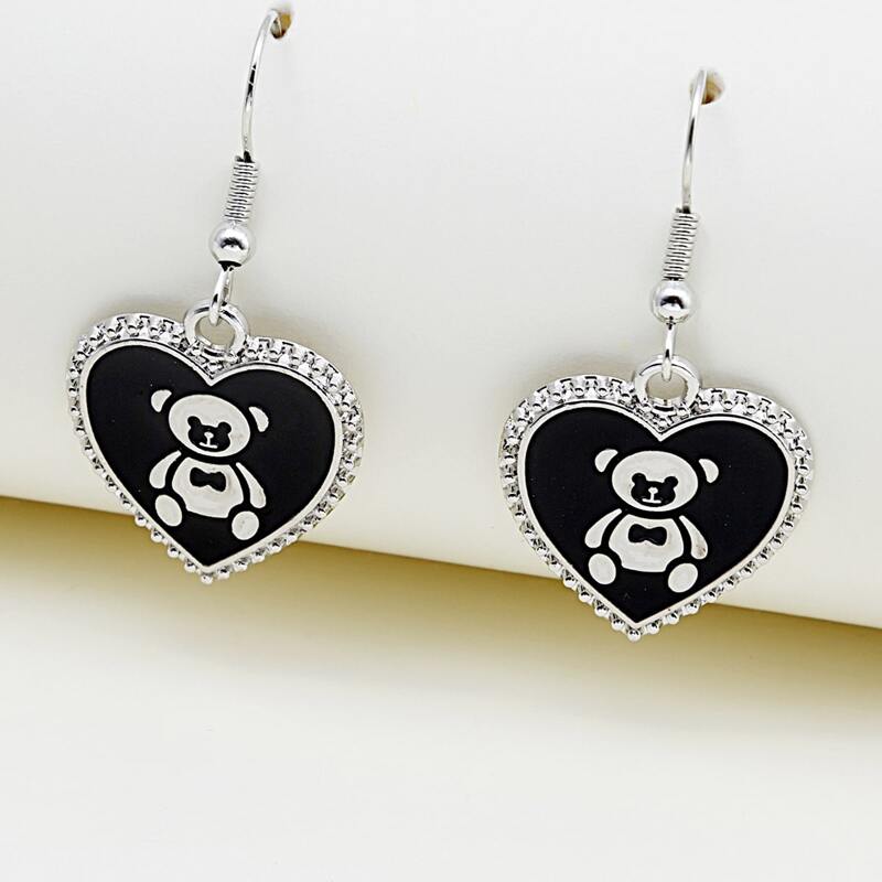 

Bear Drop Earrings, Black