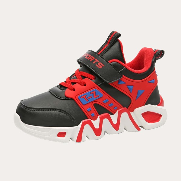 

Kids Colorblock Letter Graphic Velcro Strap Sneakers, Black