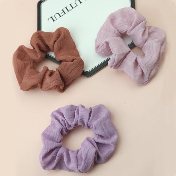 

3pcs Minimalist Solid Scrunchie, Multicolor
