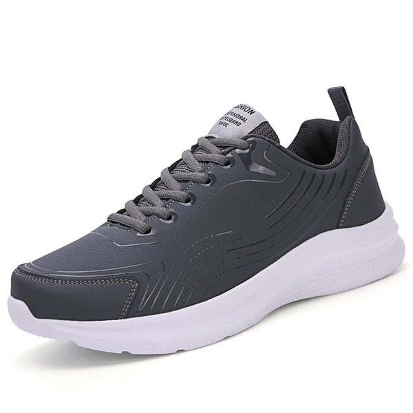 

Men Letter Patch Lace-up Front Running Shoes, Grey