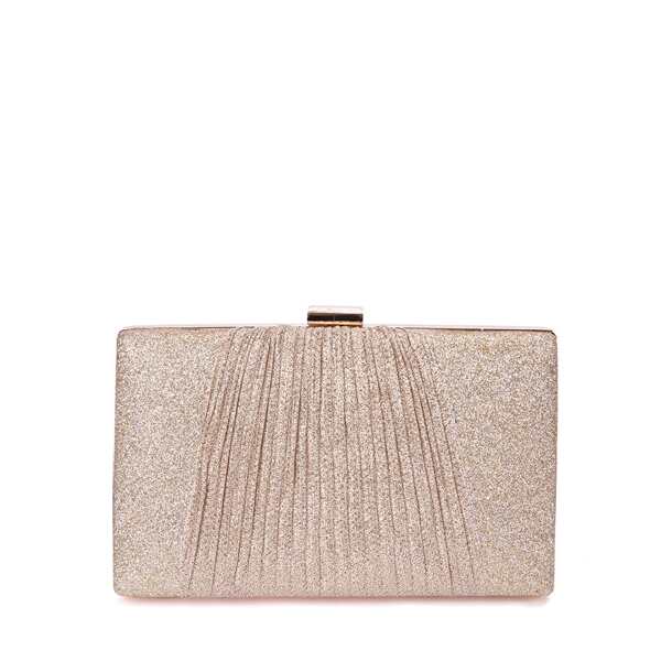

Ruched Design Chain Clutch Bag, Champagne
