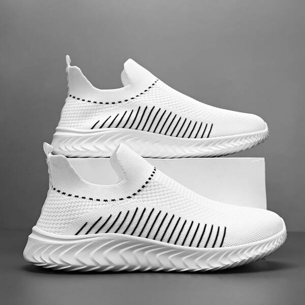 

Men Mesh Panel Slip On Sneakers, White