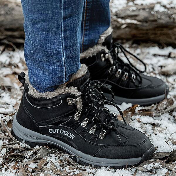 

Men Letter Graphic Lace-up Front Boots, Black