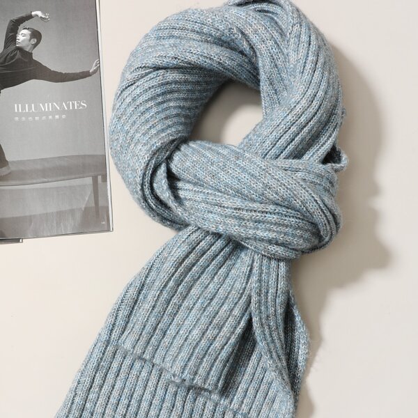 

Men Simple Knit Scarf, Dusty blue