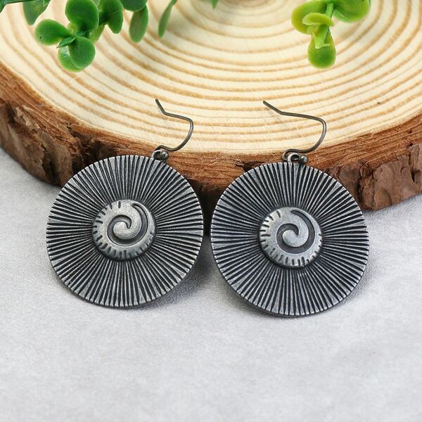 

Round Drop Earrings, Grey