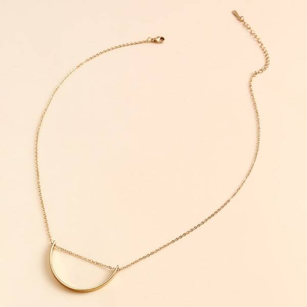

1pc Solid Pendant Necklace, Gold