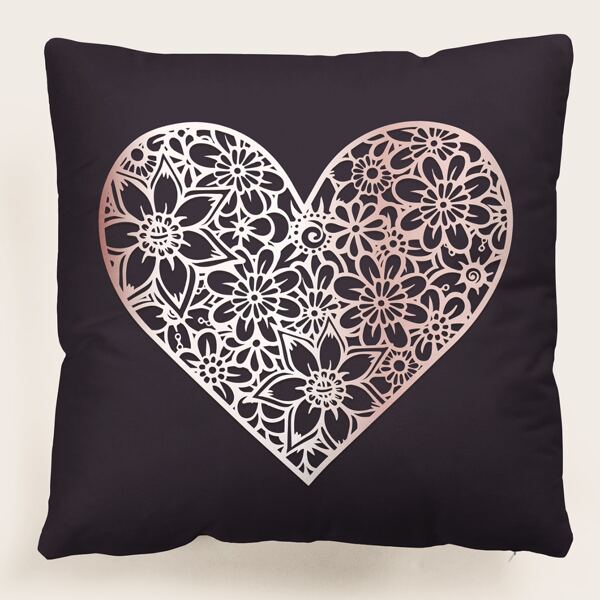 

Heart Print Cushion Cover Without Filler, Multicolor