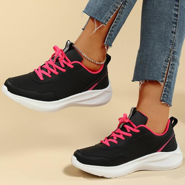 

Minimalist Lace-up Front Sneakers, Black