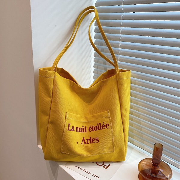 

French Letter Graphic Tote Bag, Yellow