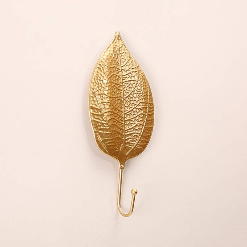 

1pc Leaf Shaped Wall Hook, Gold