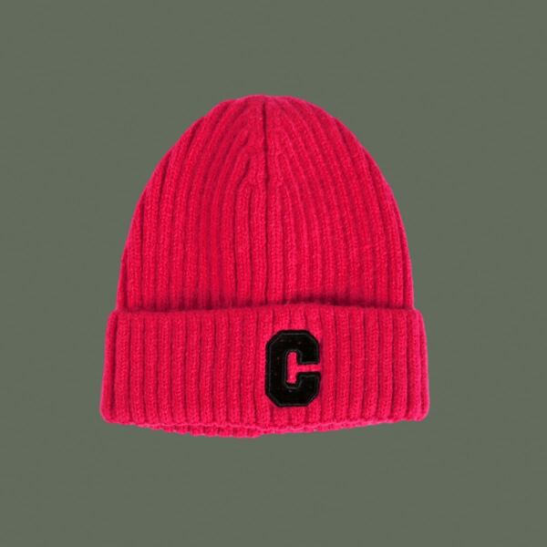 

Toddler Kids Letter Embroidered Beanie, Hot pink