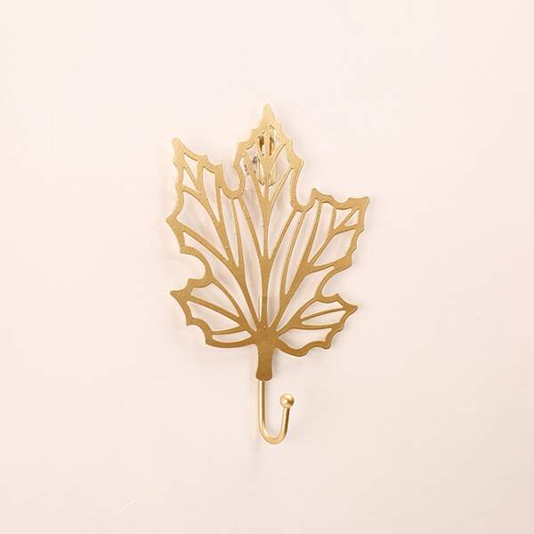 

1pc Maple Leaf Shaped Wall Hook, Gold