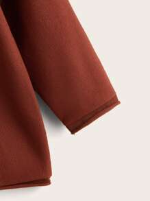 Cô gái mới biết đi Cardigans Xù Nút phía trước màu trơn Giải trí - Rỉ Nâu - Xem 4