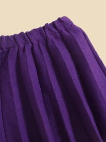 小女童葡萄貼花開襟衫和針織百褶半身裙 - 彩色 - 查看 4